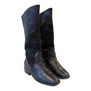 Markon Suela Floral Rose Embossed Suede‎ Leather Boots Women's Sz 10M Mid-Calf
